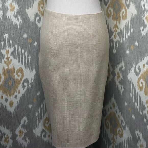 Ralph Lauren Sand Silk Nailhead Weave Pencil Skirt - Picture 8 of 16